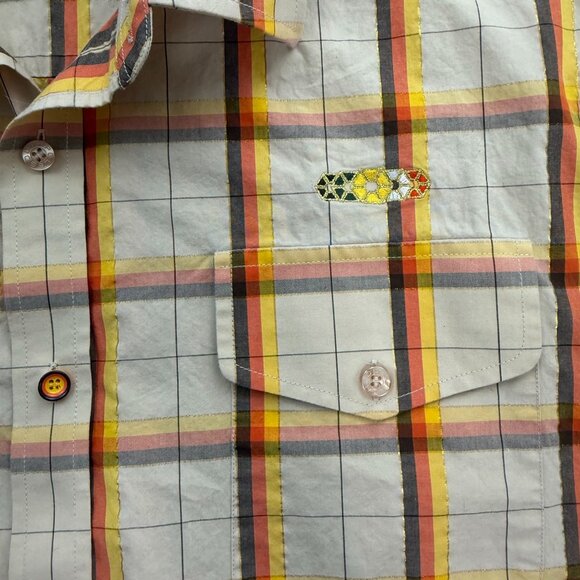 Southpole Mens XL Retro Plaid Short Sleeve Button‎ Up Shirt Hexagon Streetwear - Picture 7 of 7